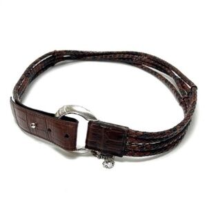 Vintage Brighton leather braided brown black charm belt size medium M